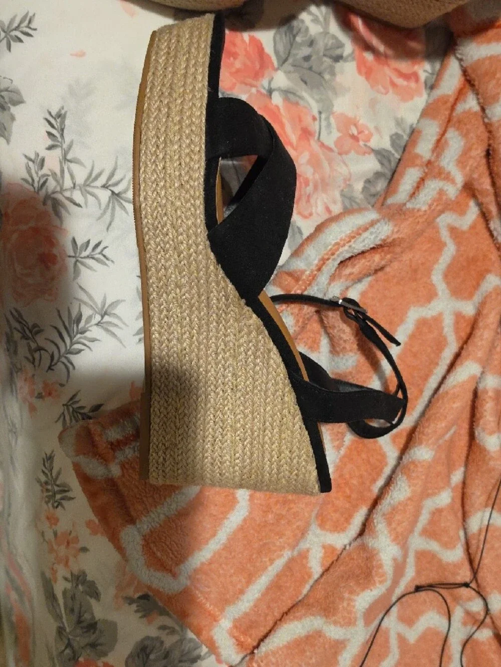 torrid Black Crisscross Wedge Sandals with Ankle Strap